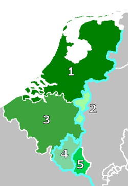 The Exchange of 1839. The removal of Western Luxembourg (4) from the German customs union by Belgium (3) resulted in compensation by the Netherlands (1) by the creation of the Duchy of Limburg (2) (this territory was controlled by Belgium until 1839).