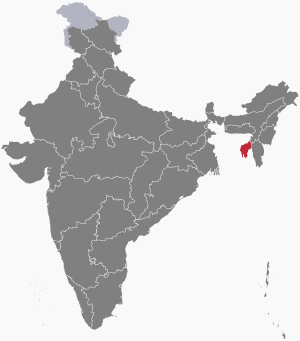 The map of India showing Tripura