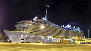 Ovation of the Seas with "North Star" observation tower raised, Fremantle Harbour, 2016