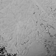 Plaine glacée Spoutnik sur Pluton (sonde New Horizons, 2015).