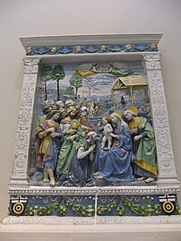 Adoración de los magos, retablo en terracota de Andrea della Robbia (1500-1510).