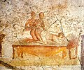 ציור קיר מפומפיי ועליו שני גברים ואישה, מסביבות שנת 79 לפנה"ס