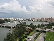 The Merdeka bridge spanning over the Kallang River and the Crawford Underpass