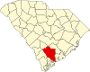 State map highlighting Colleton County