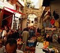 Market stalls in Tangiers' medina