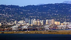 The port with Oakland in the background