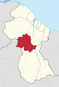 Map of Guyana showing Potaro-Siparuni region