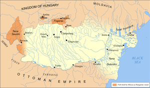 Harta Țării Românești în jurul anilor 1390