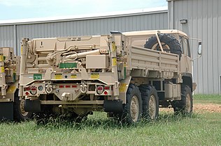 At the Sealy, Texas production facility, a Stewart & Stevenson produced M1084 A1R MTV Cargo with Crane