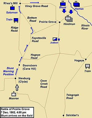 Battle of Prairie Grove map – 4 pm