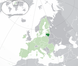 Vendndodhja e Lituanisë (jeshile e errët)