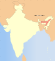 Bản đồ thu nhỏ của Ấn Độ với Assam được tô sáng