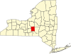 Harta statului New York indicând comitatul Cortland