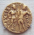 Queen Kumar and King Chandragupta I on a coin of their son Samudragupta 380 CE.