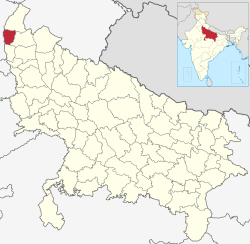 Location of Shəmli district in Uttar Pradesh
