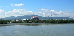 The Khao Khiao Massif rising east of Chonburi