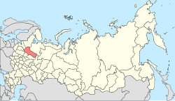 Vologda oblast på kartet over Russland