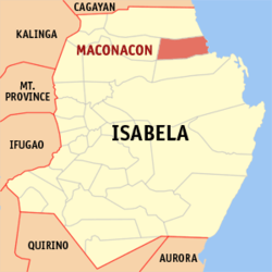 Mapa ng Isabela na nagpapakita sa lokasyon ng Maconacon.