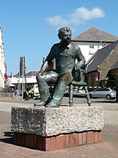 A bronze statue of Dylan Thomas in the Maritime Quarter, Swansea