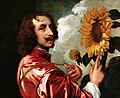 อันโตนี ฟัน ไดก์กับดอกทานตะวันที่หมายถึงการได้รับอุปถัมภ์จากชาร์ลส์ที่ 1 ที่แวน ไดค์ถือเหรียญไว้ข้างหน้า[24] ค.ศ. 1633 หรือหลังจากนั้น