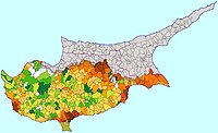 Population density map of Cyprus