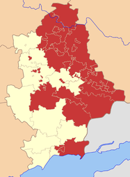 Avril 2014 Territoires contrôlés par les séparatistes dans l'oblast de Donetsk.