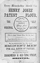An advertisement for Henry Jones Self-Raising Flour, Bristol, UK (between circa 1845 and circa 1880)