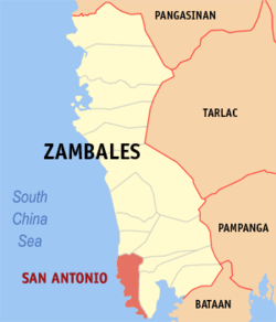 Mapa ning Zambales ampong San Antonio ilage