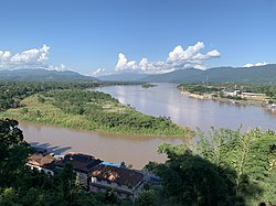 confluence of Ruak River and Mekong Rivers, view from Wat Phra That Doi Pu Khao [th] in Ban Sop Ruak