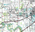 Topographical map of the Jester Prison Farm, to the west of the Central Prison Farm and Sugar Land Regional Airport, July 1, 1990, U.S. Geological Survey