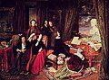 Image 22Josef Danhauser's 1840 painting of Franz Liszt at the piano surrounded by (from left to right) Alexandre Dumas, Hector Berlioz, George Sand, Niccolò Paganini, Gioachino Rossini and Marie d'Agoult, with a bust of Ludwig van Beethoven on the piano (from Romantic music)