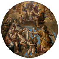 circular painting with multiple figures
