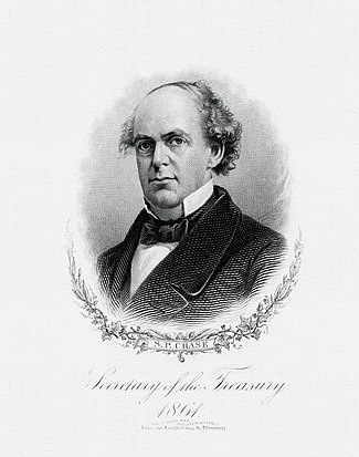 BEP engraved portrait of Salmon P. Chase, sixth Chief Justice of the United States, 1864 – 1873