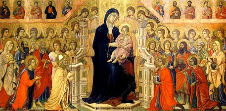 The Maesta by Duccio (1308) showed the Virgin Mary in a robe painted with ultramarine. Blue became the colour of holiness, virtue and humility.