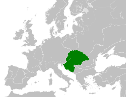 Mbretëria e Hungarisë (e gjelbër) më 1190