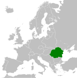 領土範圍鼎盛時期的羅馬尼亞王國（1939年初）