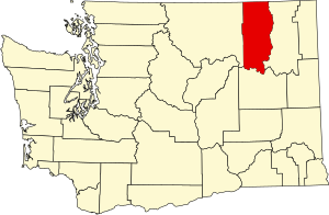Map of Washington highlighting Ferry County
