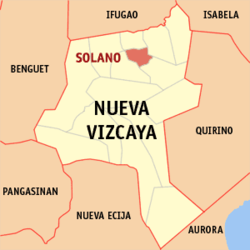 Mapa de Nueva Vizcaya con Solano resaltado