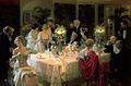 Image 1The End of Dinner by Jules-Alexandre Grün (1913). The emergence of table manners and other forms of etiquette and self-restraint are presented as a characteristic of civilized society by Norbert Elias in his book The Civilizing Process (1939). (from Civilization)