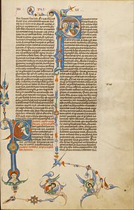 Filippiläiskirjeen alku keskiaikaisessa käsikirjoituksessa, n. 1280–1290.