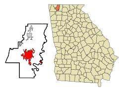 Location in Whitfield County and the state of جارجیا (امریکی ریاست)
