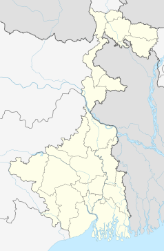 Mapa konturowa Bengalu Zachodniego, na dole nieco na prawo znajduje się punkt z opisem „Acharya Jagadish Chandra Bose Indian Botanic Garden”