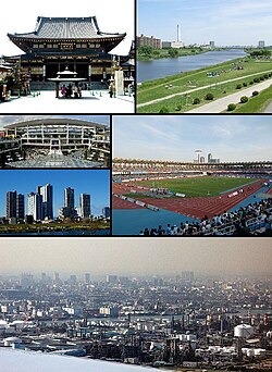 Kawasaki Daishi, Sungai Tama Plaza Lazona Kawasaki, Kawasan Musashi-Kosugi, Stadium Olahraga Todoroki, Kawasan Perindustrian Keihin