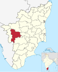 मानचित्र जिसमें तिरुप्पुर ज़िला Tiruppur (Tirupur) district திருப்பூர் மாவட்டம் हाइलाइटेड है