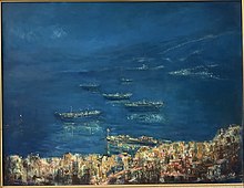 חיפה בלילה, שמן, 1963, (64X84)