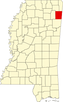 Karte von Itawamba County innerhalb von Mississippi