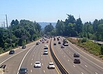 View north to the Terwilliger curves from Terwilliger Boulevard