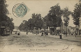 Crossroads of Avenue de Saint-Cloud with Rue Carnot at the beginning of the 20th century.
