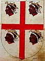 Croix d'Alcoraz ou croix de saint Georges cantonnée de quatre têtes de Maures.