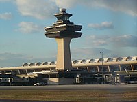 Dulles' old air traffic control tower, which halted operations in 2007